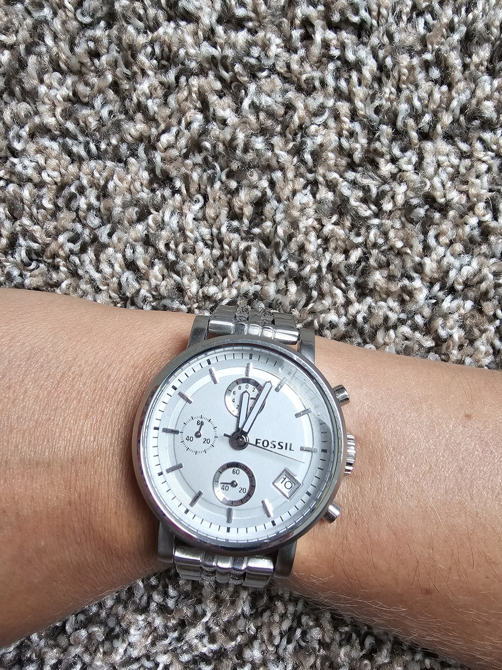 Fossil Silver Stainless Steel Chronograph Watch